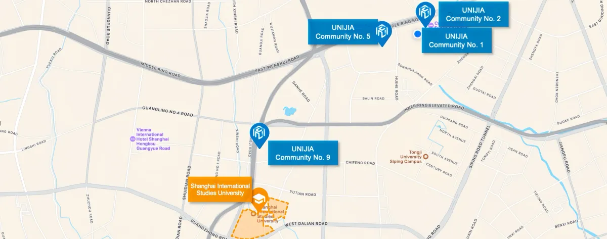 Shanghai International Studies University 位置地图